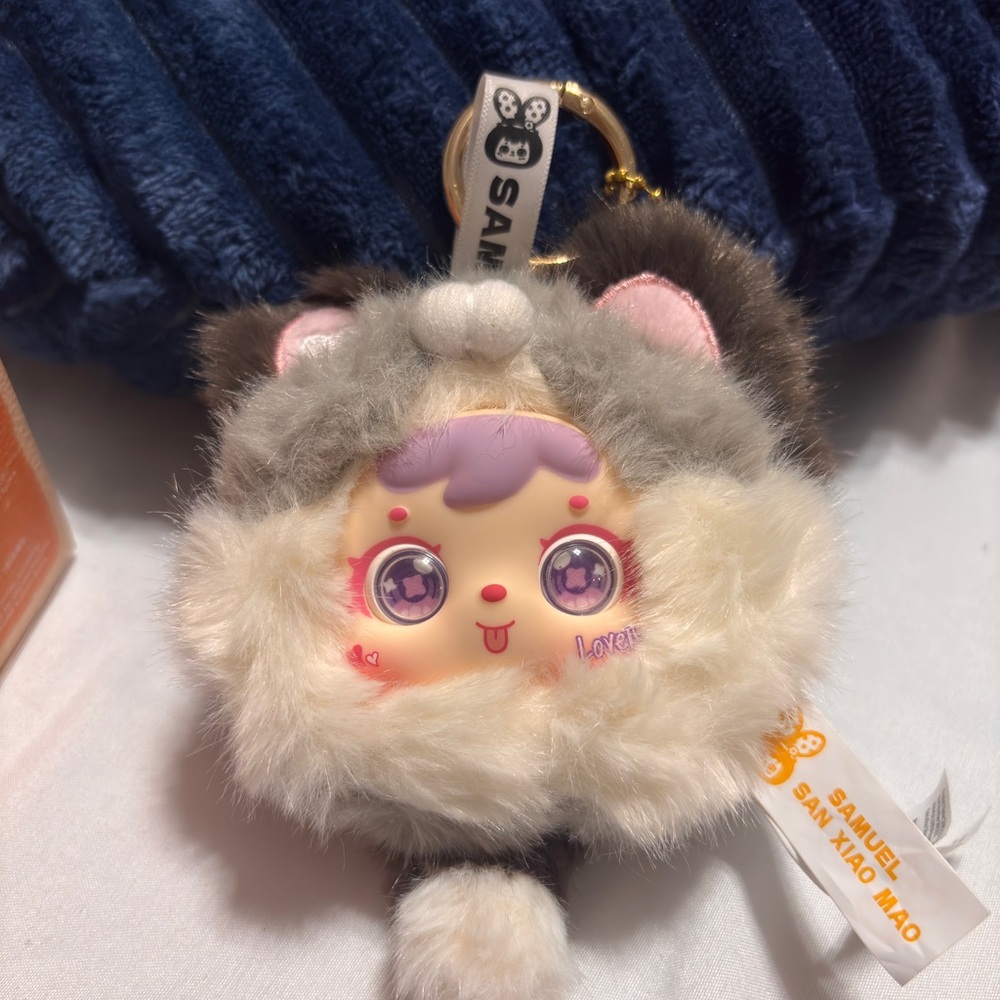 Samuel blue cat cat Cute Plush Keychain with Bear Ears